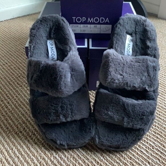 🆕TOP Moda slippers dark gray sandals - Picture 1 of 8